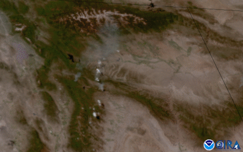 Image of a smoke plume from the largest wildfire burning in Utah
