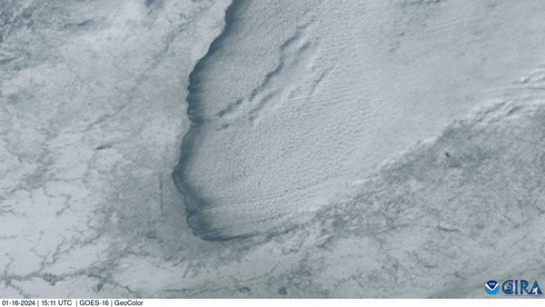 Animation of clouds over lake michigan