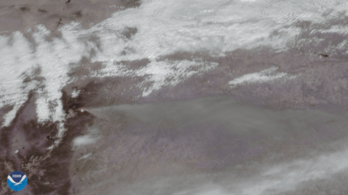 GOES-East GeoColor imagery of the Cameron Peak Fire near Ft. Collins, CO. 