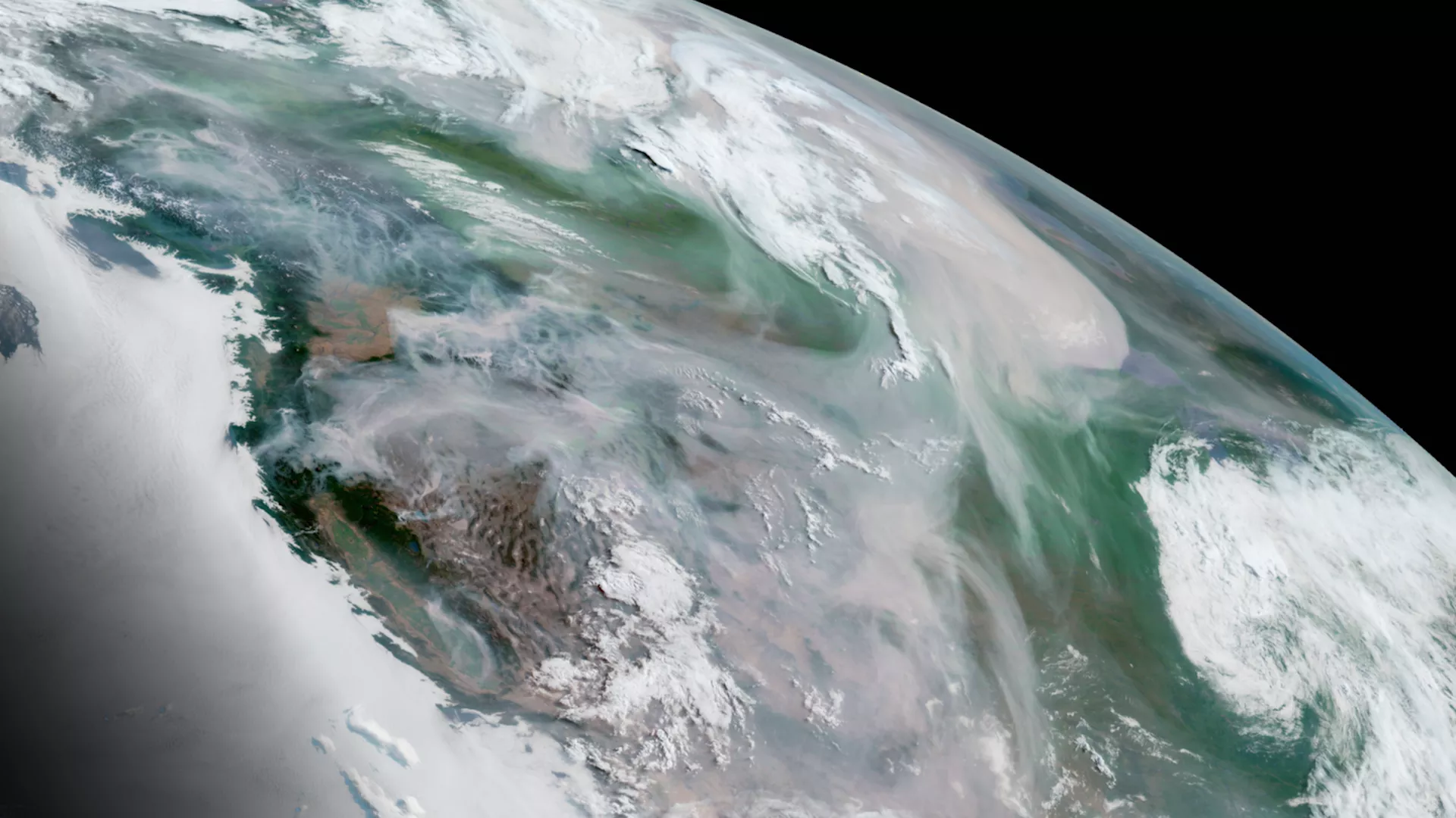 GOES West, GOES-17 view of California fires, geocolor