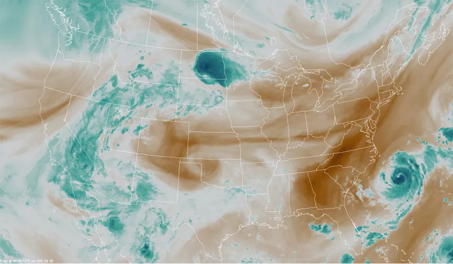 GOES water vapor over the continental United States