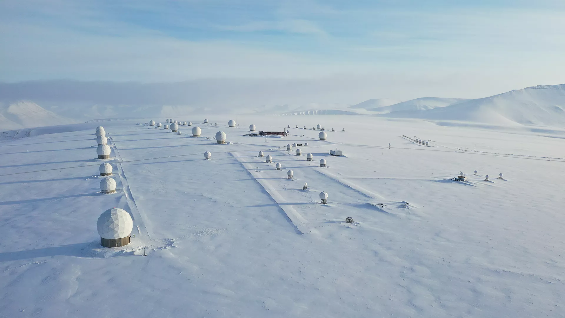 Image of satellite receivers in the north pole