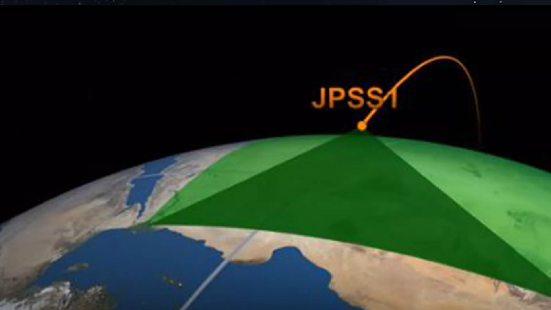 Drawn image of the earth and JPSS-1 trajectory