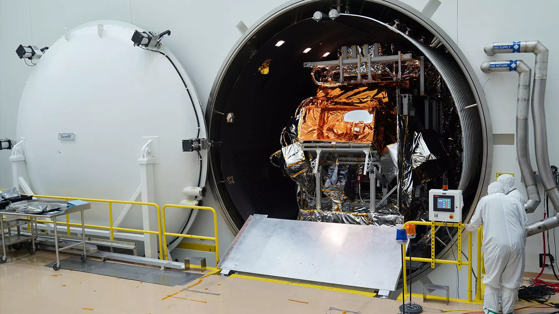 Image of JPSS-2 In a vacuum chamber