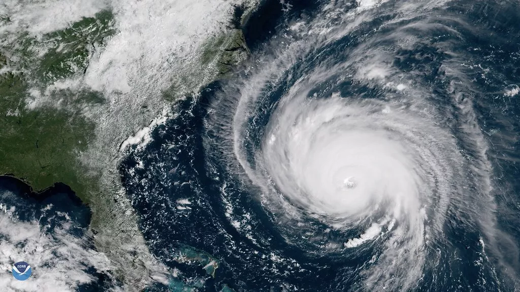 Image of a hurricane in the atlantic ocean