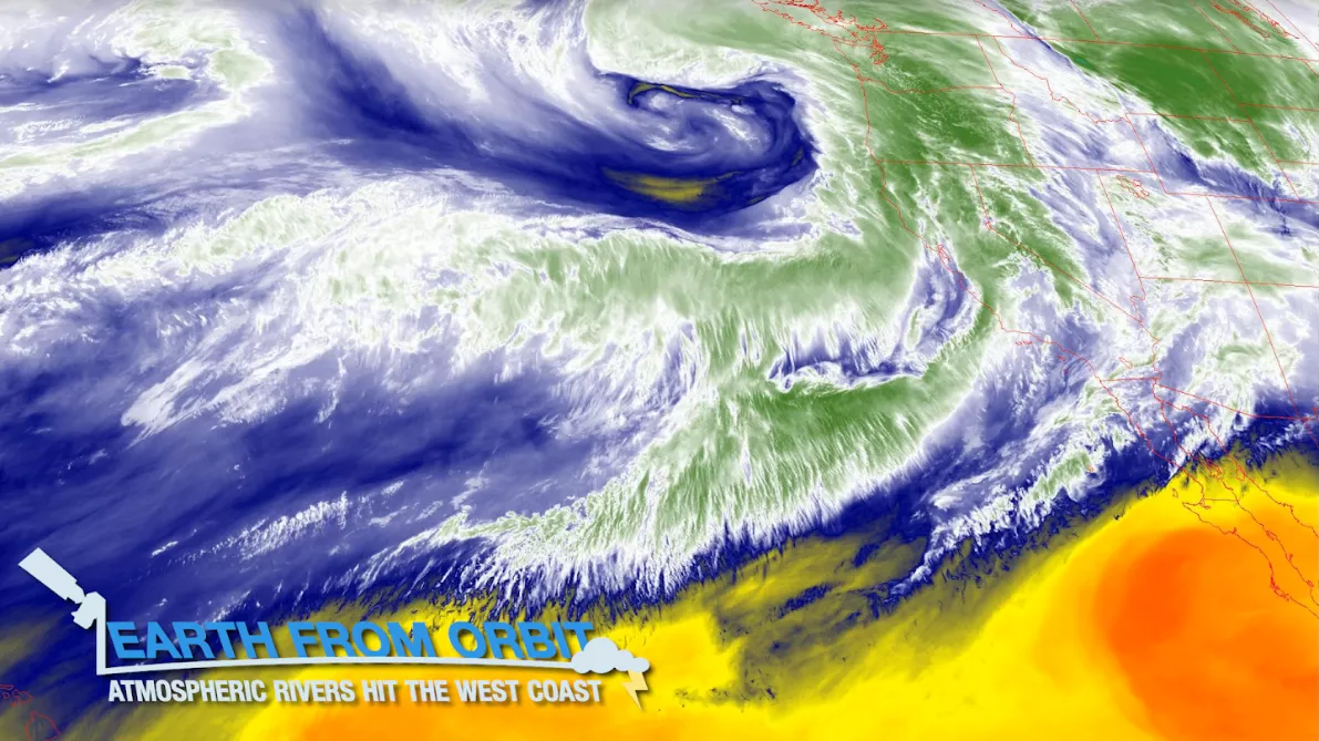 Title Card showing water vapor imagery of the atmospheric rivers that affected the West Coast