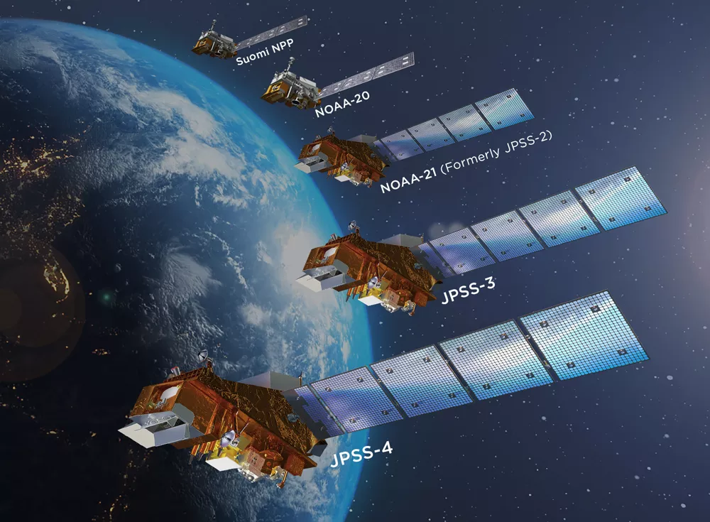 An artist's rendering of the JPSS Program Satellites