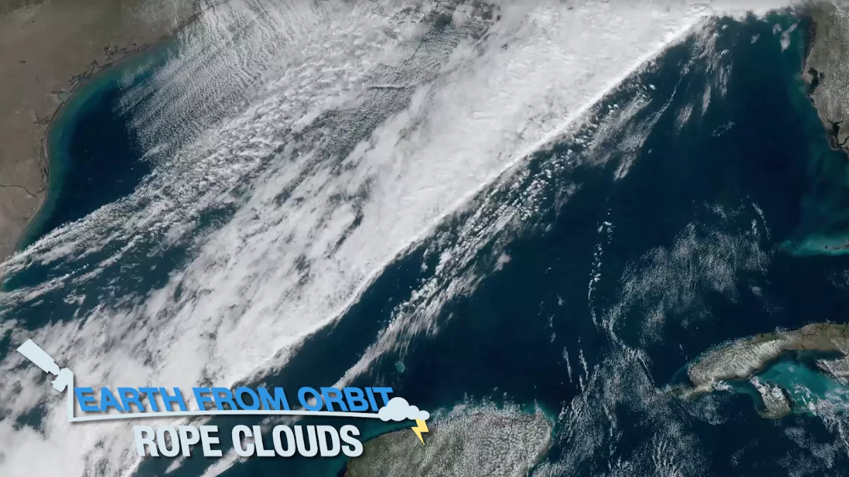 Rope cloud title card. The image is zoomed in on the rope cloud over the Gulf of Mexico.