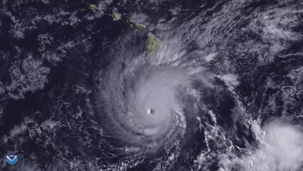 A hurricane approaches the Hawaiian islands