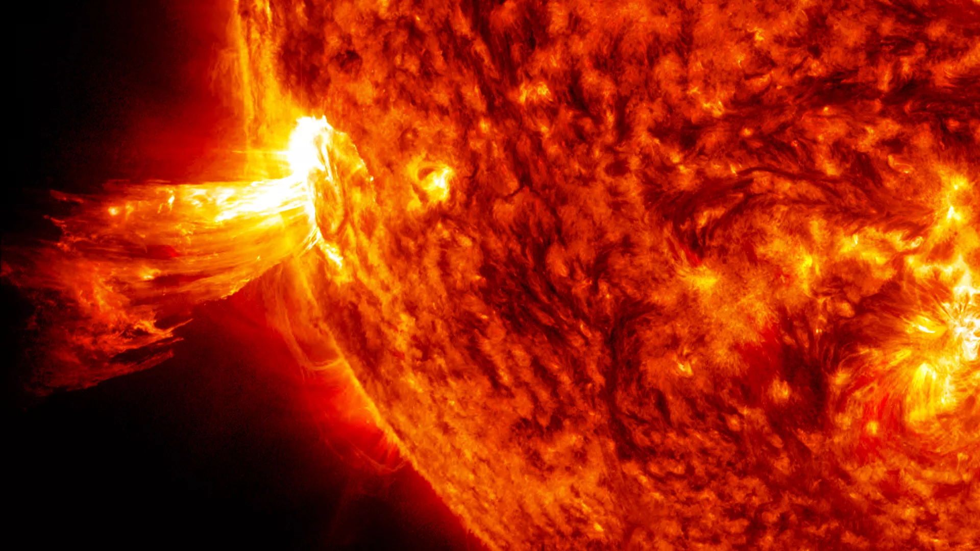 Image of a solar flare on the sun